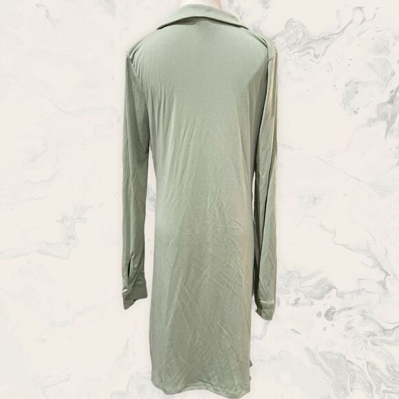 TOPSHOP Women’s Ruched Long Sleeve Minidress Light- Size 12 - Sage Green - Picture 2 of 4